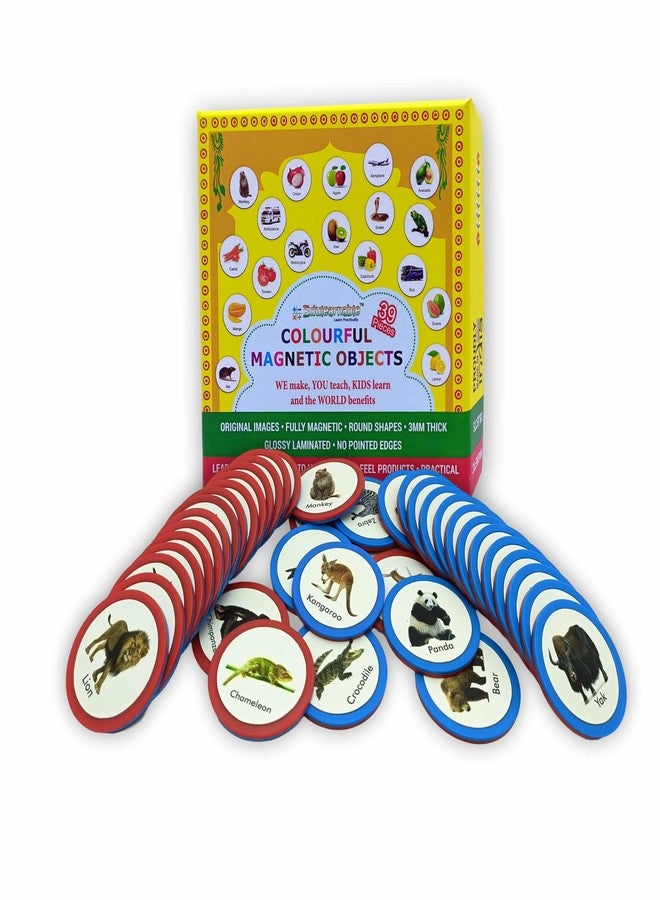 Edulearnable Educational Learning Magnetic Flash Card are Fridge Magnets Toy Games for Toddlers Children Kids Aged 3-8 Making Them Perfect Birthday Return Gifts Montessori Set 39 Pieces of Animals. - Image 1